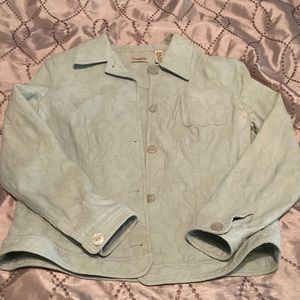 Size medium 10/12 jacket in light green. Very comfortable stretch fabric